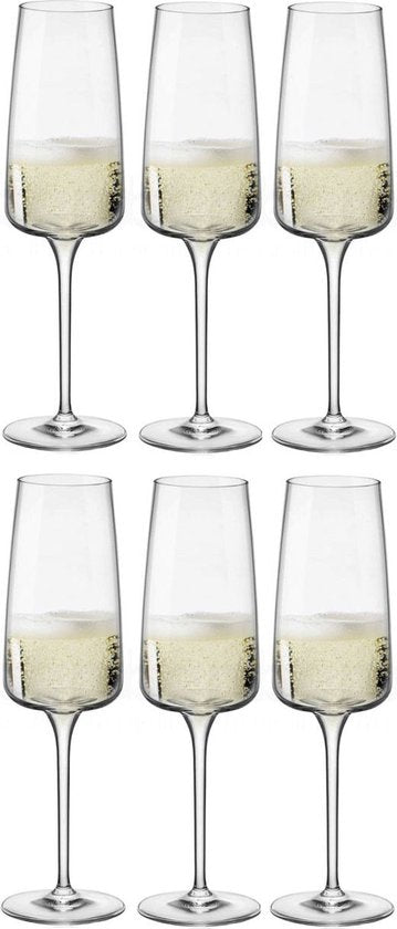 ​Bormioli Rocco Champagneglazen Nexo - 240 ml - Set van 6 Flûtes / Mousserende Wijnglazen - Kristalhelder Glaswerk - Duurzaam & Vaatwasserbestendig voor Champagne, Prosecco en Cava​