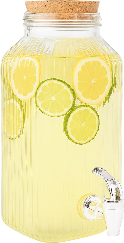 Cosy & Trendy Drankdispenser Raya Transparant 3,35 liter - Glas - Voor Water, Sap & Cocktails
