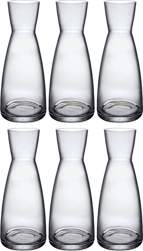 Set van 6 Bormioli Rocco Karaffen - 1L - Glas - Hoogwaardig Glazen Schenkflessen voor Drankjes en Sap