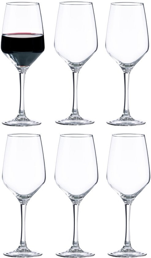 Vicrila wijnglazen Grigio - 6x stuks - voor rode en witte wijn - 440 ml - 23 x 9 cm - transparant - Horeca kwaliteit - Hard glas