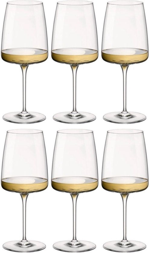 Bormioli Rocco Witte Wijnglazen Nexo - 380 ml - Set van 6 Wijnglazen / Drinkglazen - Kristalhelder Glaswerk - Duurzaam & Vaatwasserbestendig voor Witte Wijn en Aperitieven