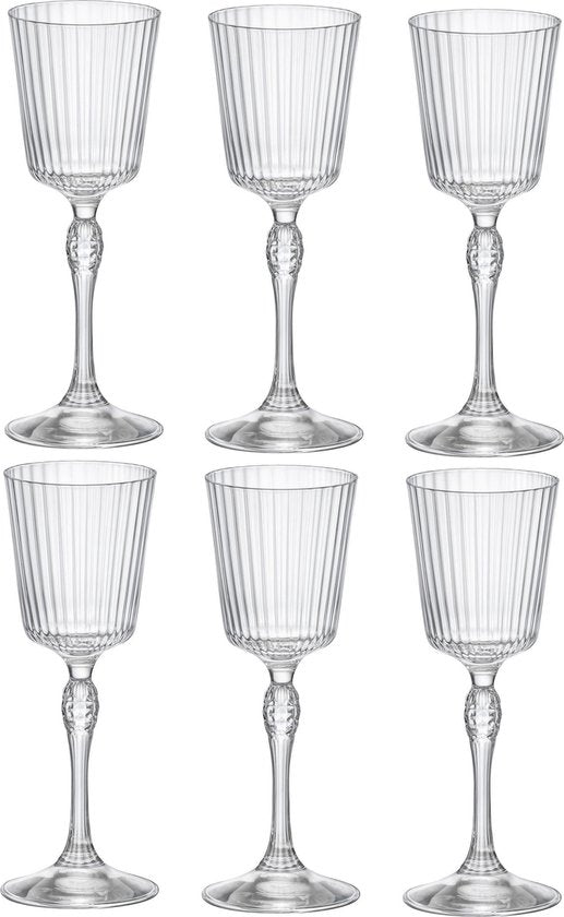 ​Bormioli Rocco Likeurglazen America 20's - 80 ml - Set van 6 Glazen / Borrelglaasjes - Vintage Jaren '20 Design - Kristalhelder Glaswerk - Duurzaam & Vaatwasserbestendig voor Likeuren en Digestieven​