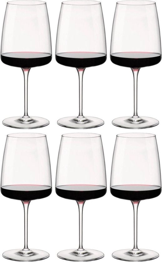 ​Bormioli Rocco Rode Wijnglazen Nexo - 540 ml - Set van 6 Wijnglazen / Bordeauxglazen - Kristalhelder en Duurzaam Kristalglas - Vaatwasserbestendig - Versterkt de Geur-, Kleur- en Smaakbeleving van Rode Wijn ​