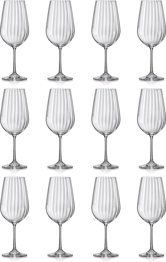 F2D Optic Luxe Wijnglas - Set van 12 - Elegante Kristalheldere Glazen - 55 cl - Ideaal voor Rode & Witte Wijn