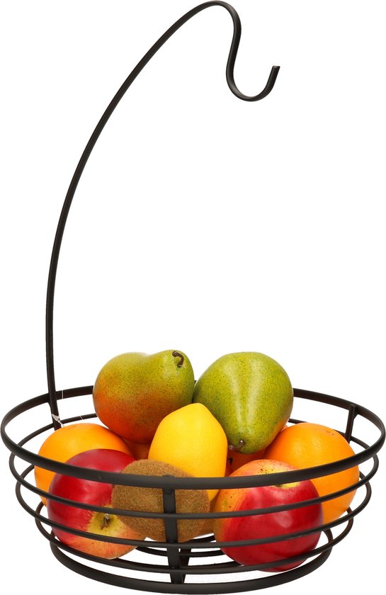 Cosy&Trendy fruitmand met banaanhouder - Ø 28 x 40 cm - Zwart