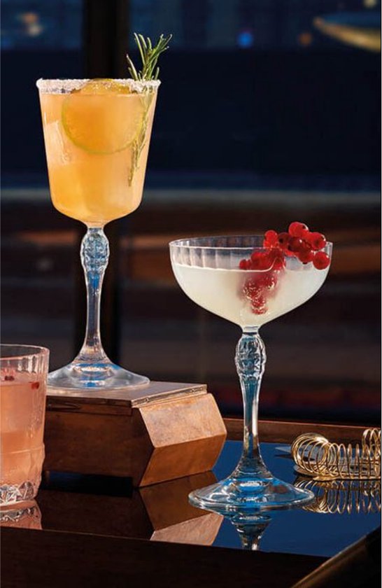 ​Bormioli Rocco Cocktailglazen America 20's - 220 ml - Set van 4 Vintage Cocktailglazen - Kristalhelder Glaswerk - Duurzaam & Vaatwasserbestendig voor Cocktails en Mixdranken​
