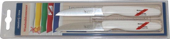 (2 stuks) Robert Herder Molenmes - Schilmesje - Aardappelmes - RVS - Wit handvat
