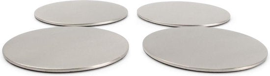 Glasonderzetter zilver Cheers - Metaal - Zilver - 4 Stuks