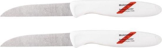 (2 stuks) Robert Herder Molenmes - Schilmesje - Aardappelmes - RVS - Wit handvat