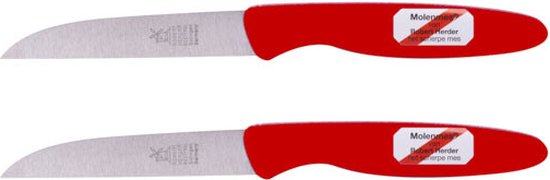 Robert Herder Molenmes - Schilmesje - Klassiker 1972 - RVS - Recht - Lemmet 85 mm - Kunststof Heft - Rood - 2 stuks