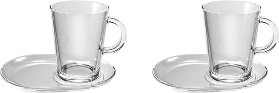 Pasabahce Tribeca Theeglas met schotel 400 ml - Gehard glas - 2 stukst