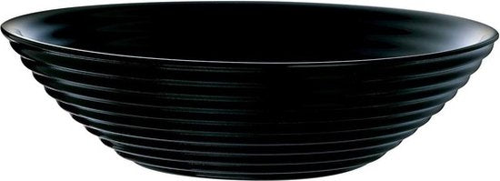 Fruitschaal van zwart glas 28 cm - Schalen en kommen - Keuken accessoires/benodigdheden glazen fruitschalen