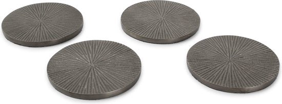 S|P Collection - Glasonderzetter 10cm geribbeld zwart - Charm - set/4