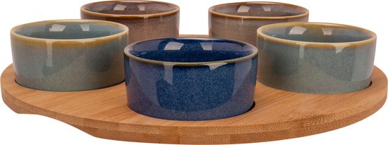 Cosy & Trendy - Serveerplank - bamboe - dia 25 cm - met 5x luxe schaaltjes