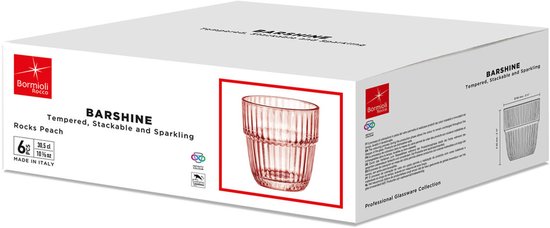 Waterglas Bormioli Rocco Barshine Oranje Glas 300 ml (6 Stuks)