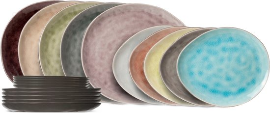 Cosy & Trendy Serviesset Streetfood Divers 20-delig - Servies Set 10 Personen - Modern Design Aardewerk - Vaatwasser- & Magnetronbestendig