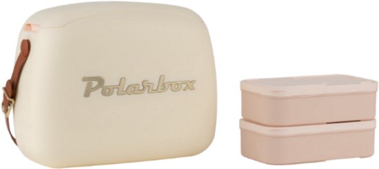 Polarbox Coolerbag 6L met 2 Lunchboxen - 34x19x26cm - Cream-Gold