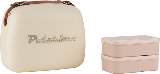 Polarbox Coolerbag 6L met 2 Lunchboxen - 34x19x26cm - Cream-Gold