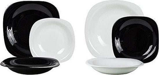 Luminarc Carine Serviesset - wit - zwart - 18-delig - 6 personen