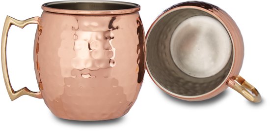 6 x Moscow Mule Beker - verkoperd roestvrij staal - 50 cl per beker