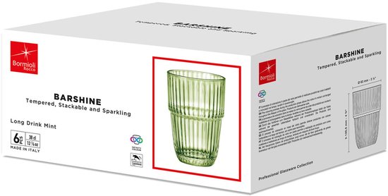 Waterglas Bormioli Rocco Barshine Groen Glas 380 ml (6 Stuks)