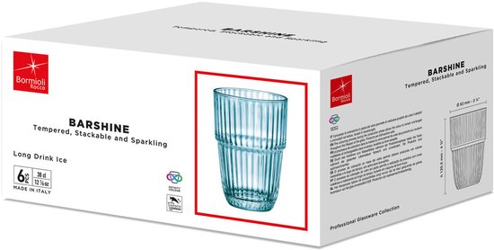 Waterglas Bormioli Rocco Barshine Blauw Glas 380 ml (6 Stuks)