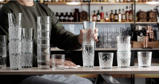 Pasabahce - Stapelbare whisky tumbler glazen - 12x - Timeless serie - transparant - 340 ml