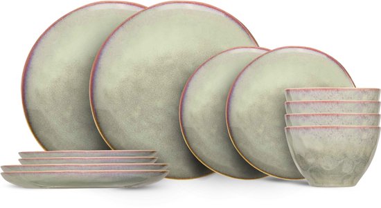 Cosy & Trendy Serviesset Trentino 12-Delig / 4 personen - 4 dinerborden, 4 ontbijtborden en 4 soepkommen