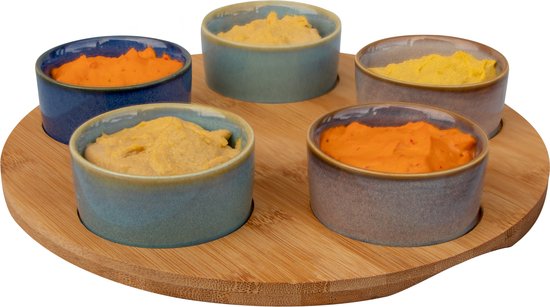 Cosy & Trendy - Serveerplank - bamboe - dia 25 cm - met 5x luxe schaaltjes