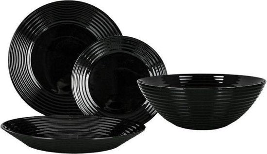 Luminarc Harena serviesset - Zwart - 19-delig - 6 persoons