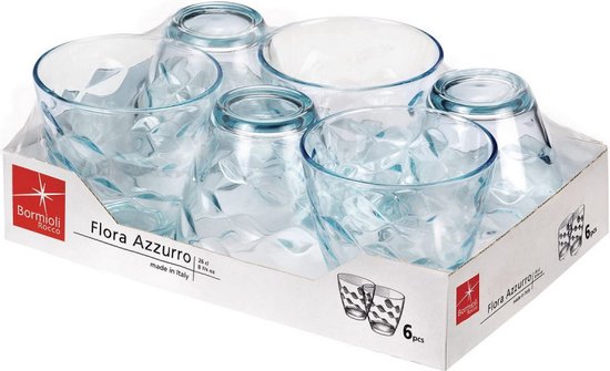 Bormioli Rocco Glazen Flora - Blauw - 260 ml - 6 stuks