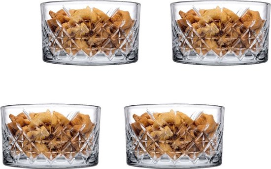 Pasabahce timeless - Ronde schalen - Set van 4 - Glas