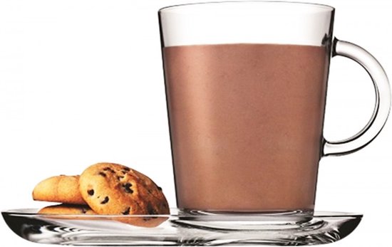 Pasabahce Tribeca Theeglas met schotel 400 ml - Gehard glas - 2 stukst