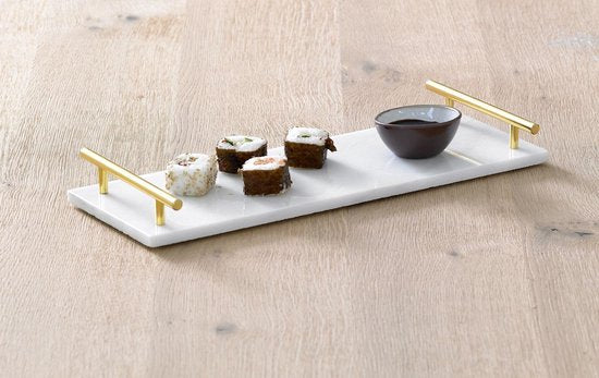 Cosy&Trendy marmeren dienblad met gouden handvaten - 40 x 14 cm
