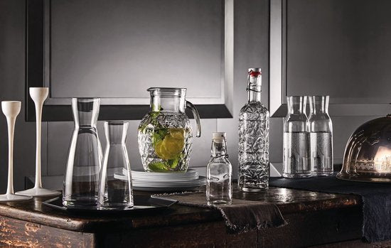 Set van 6 Bormioli Rocco Karaffen - 1L - Glas - Hoogwaardig Glazen Schenkflessen voor Drankjes en Sap