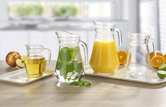 Arcoroc Glazen schenkkan/karaf - 1 liter/1000 ml - Sapkannen/waterkannen/schenkkannen
