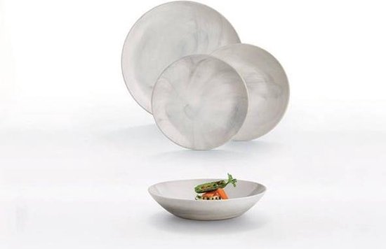 Luminarc Diwali Marble Serviesset - 18 delig - Graniet Marmer Look - Cadeau voor man - Cadeau voor vrouw - Kerstcadeau