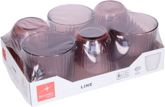 Bormioli Rocco Glazen Infinity Color - waterglazen 6 stuks 290ml roze