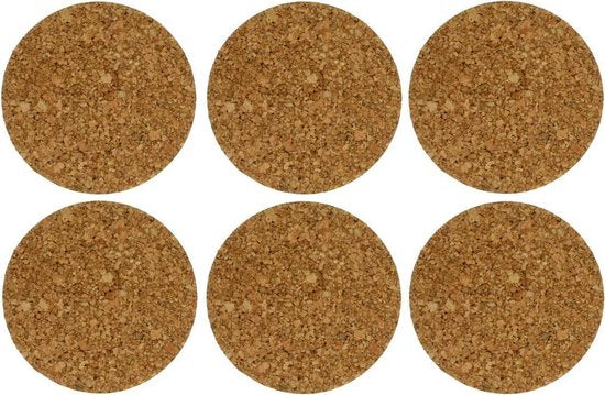 Cosy & Trendy Kurk Glasonderzetter - Ø9,5x(H)0,3cm ( Set van 6 )