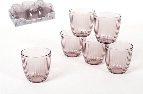 Bormioli Rocco Glazen Infinity Color - waterglazen 6 stuks 290ml roze