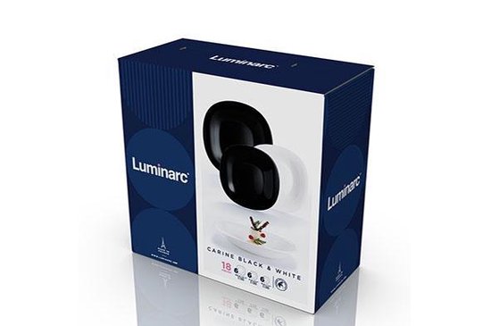 Luminarc Carine Serviesset - wit - zwart - 18-delig - 6 personen