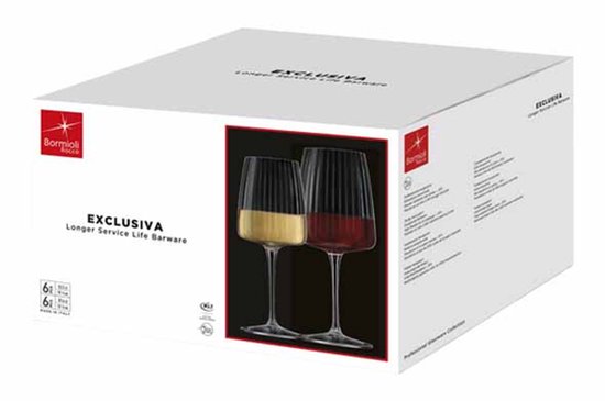 Bormioli Rocco Exclusiva Wijnglazen Set – 12-delig – 6 Rode Wijnglazen 53,5 cl & 6 Wijnglazen 37,4 cl