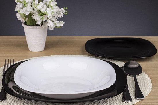 Luminarc Carine Serviesset - wit - zwart - 18-delig - 6 personen