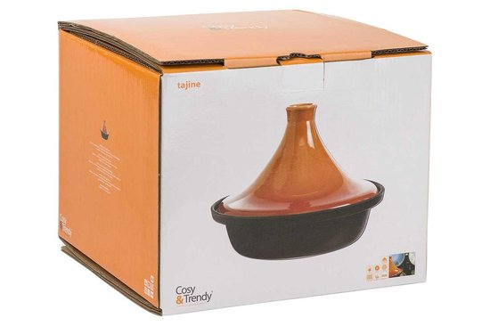 Cosy & Trendy Tajine Zwart / Oranje - Gietijzeren Schaal - Ø25cm - Geschikt voor Inductie