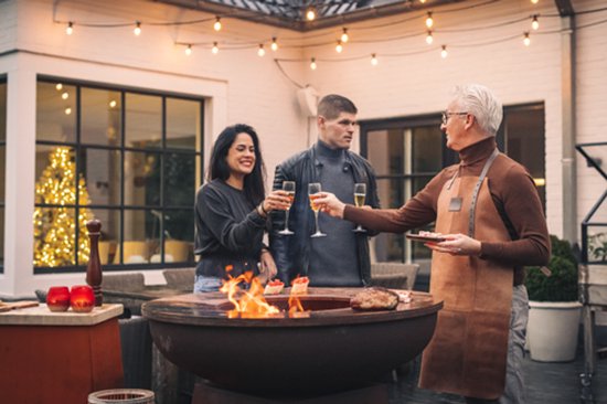 White Fire Ambiance BBQ Vuurschaal – Voor Sfeervol Buiten Koken en Dineren - Luxe Buiten Grill