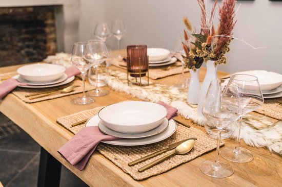 Cosy & Trendy Alina - serviesset 6 persoons - 18 delig - met gratis Table Style zomers droogbloemen boeket