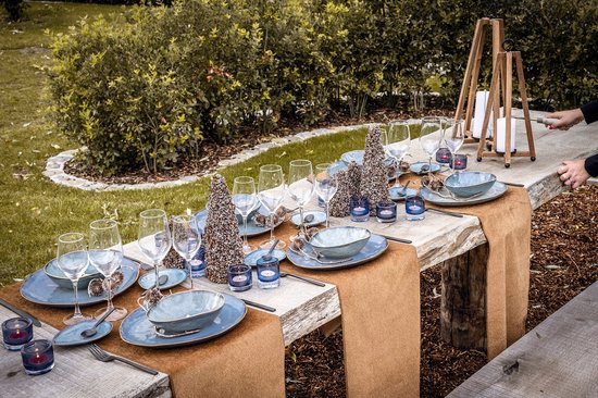 Cosy & Trendy Serviesset Aicha Blue - 12-delig / 4 personen - 4 dinerborden, 4 ontbijtborden en 4 diepe borden