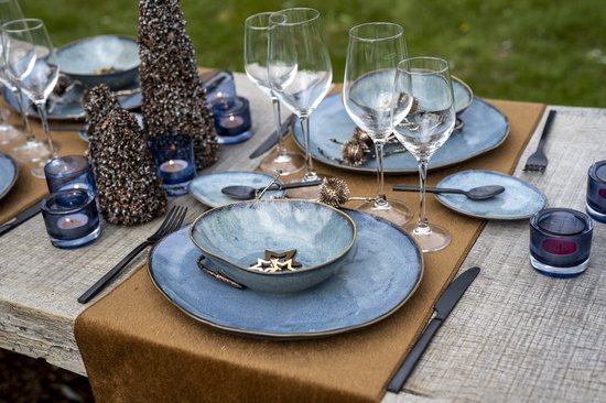Cosy & Trendy Serviesset Aicha Blue - 12-delig / 4 personen - 4 dinerborden, 4 ontbijtborden en 4 diepe borden