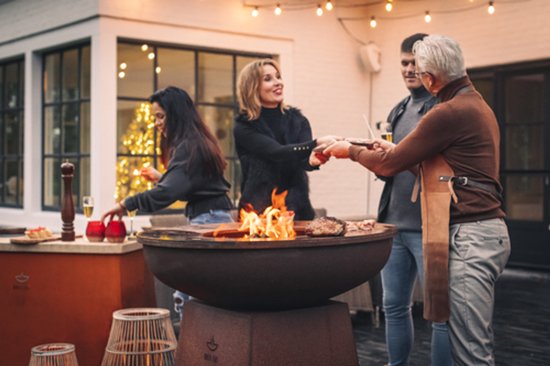 White Fire Ambiance BBQ Vuurschaal – Voor Sfeervol Buiten Koken en Dineren - Luxe Buiten Grill