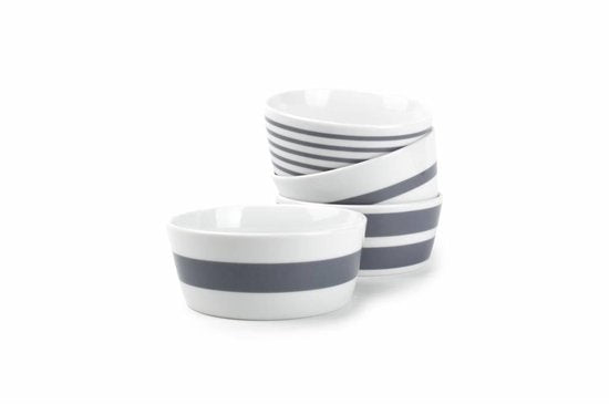 Salt&Pepper Stripes Kom - 13 cm - grijs - 4 stuks